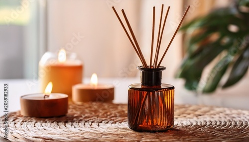 reed diffuser amber bottle aromatherapy fragrance home scent essential oils sticks