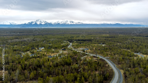 Alaskan Landscape with Snow-Capped Mountains