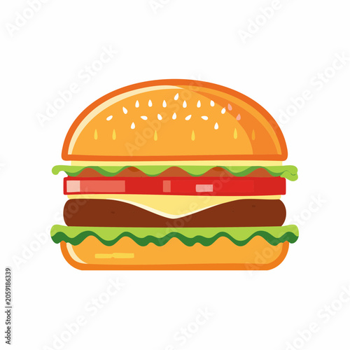 Stylized illustration of a classic cheeseburger