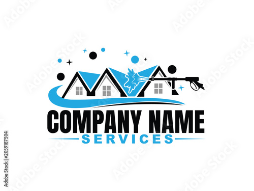 Illustration Vector Template Logo for Pressure washing and Cleaning Services Business 