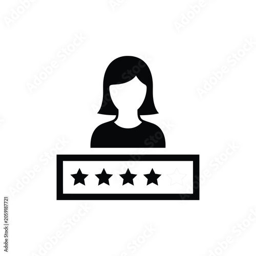 An icon depicts a person with four stars representing a rating system.