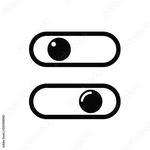 Two graphic representations of toggle switches on a white background.