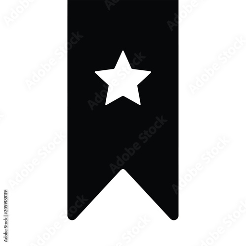 A black bookmark with a white star in the center is depicted on a white background.