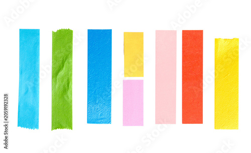 Collection of Bright Colorful Washi Tape Strips Isolated on Transparent Background PNG