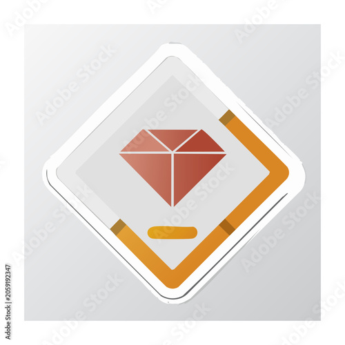 Red diamond icon in flat design style