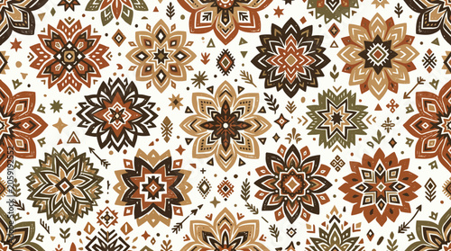 Εκτύπωση καμβά Intricate geometric floral mandala pattern suitable for seamless backgrounds and textile design