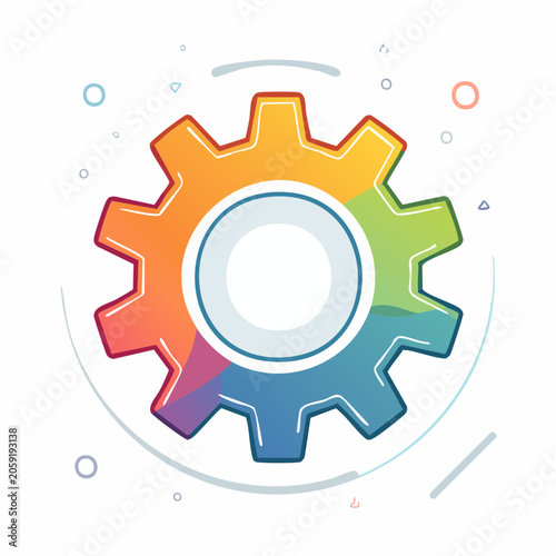 Colorful Gear Icon with Rainbow Gradient