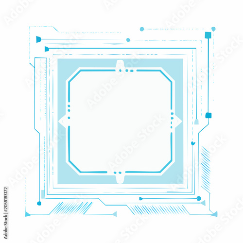 Futuristic Digital Interface Frame with Blue Accents
