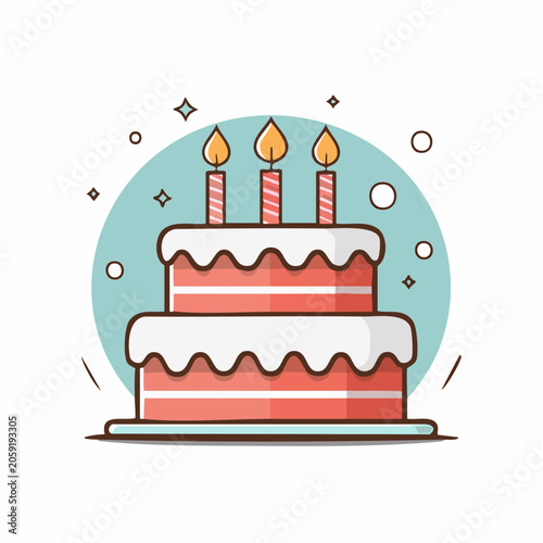 Two-Tier Birthday Cake with Three Candles