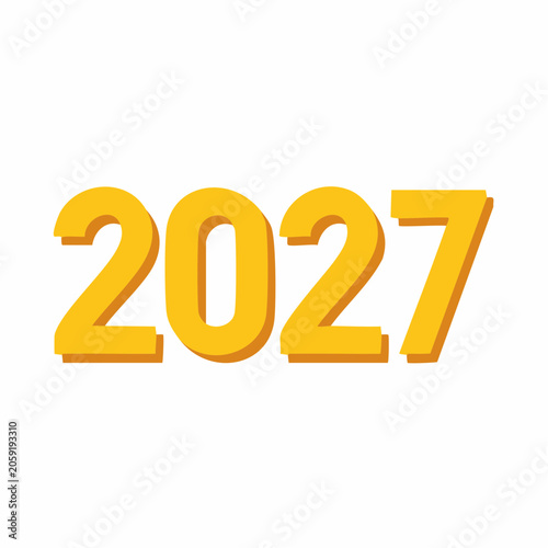 The year 2027 in bold yellow numbers with a shadow effect