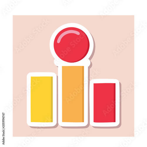 Flat Design Trophy Icon with Three Podiums