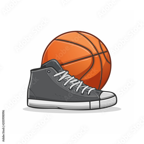 Basketball and Sneaker Flat Design Illustration