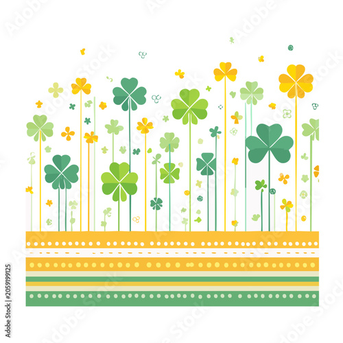 Colorful Four Leaf Clover Pattern Illustration