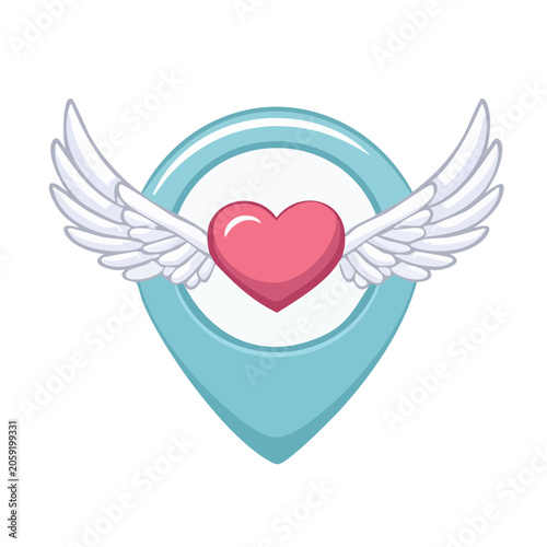 Heart with Wings in Shield Icon