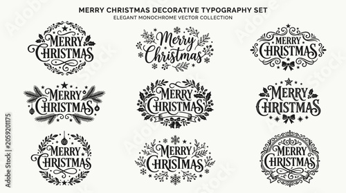 Merry Christmas Decorative Typography Set.