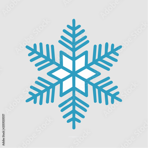 Blue Snowflake Icon on Gray Background