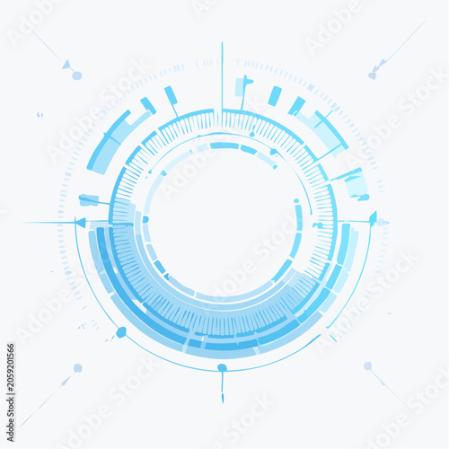Futuristic Digital Interface Circle with Blue Accents