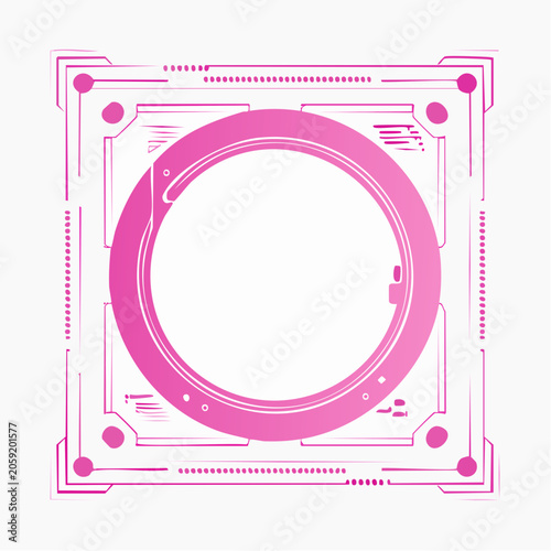 Futuristic Pink Circular Frame with Digital Elements