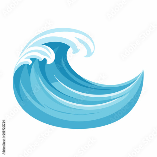Stylized Blue Ocean Wave Illustration