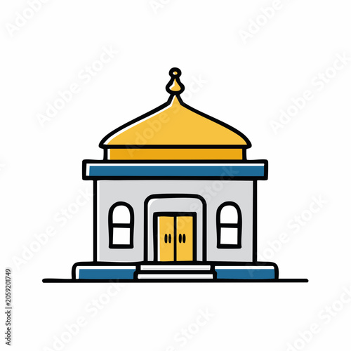 Stylized Icon of a Building with a Golden Dome