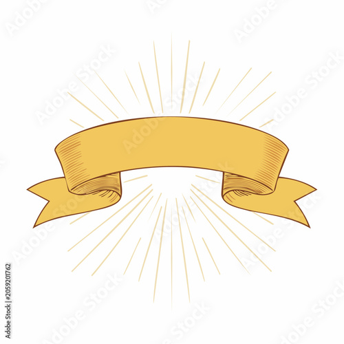Vintage Ribbon Banner with Sunburst Rays