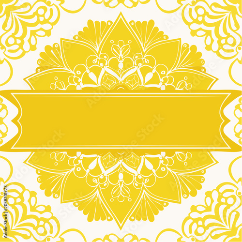 Yellow Mandala Design with Banner