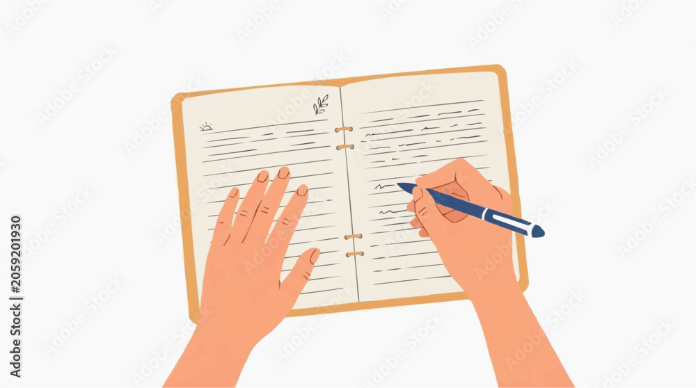 Obraz premium Writing Down Goals: Hands meticulously fill out a planner with pen, documenting aspirations and objectives, symbolizing a journey toward self-improvement and achievement.