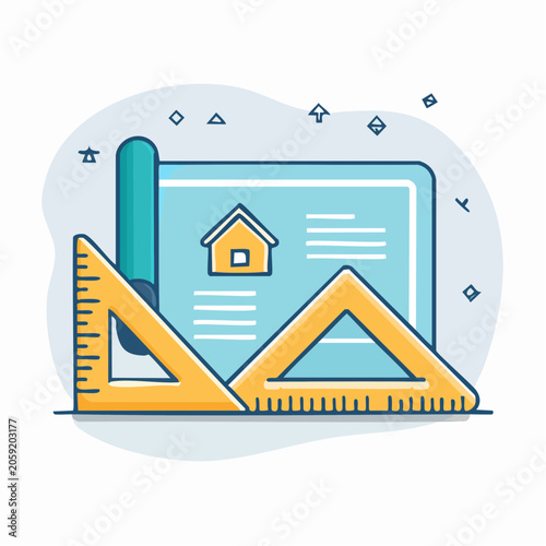 Blueprint and Drafting Tools Illustration