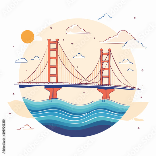Stylized Golden Gate Bridge Illustration