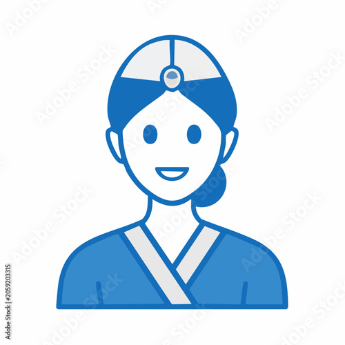 Stylized Icon of a Smiling Female Doctor or Nurse