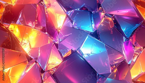 Abstract Crystal Shards Reflecting Vibrant Colorful Light