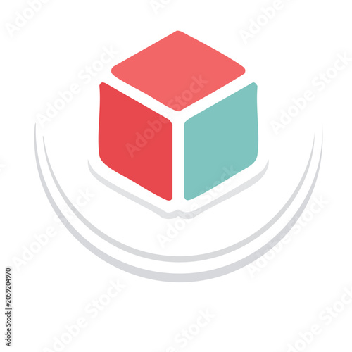 Flat design 3D cube icon with transparent background
