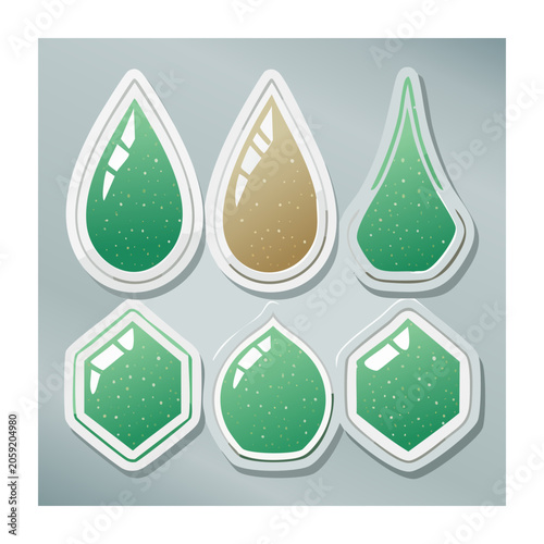 Flat design gemstone shapes in green and brown