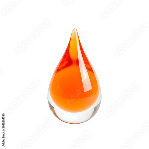 Shiny orange liquid drop icon isolated on transparent background