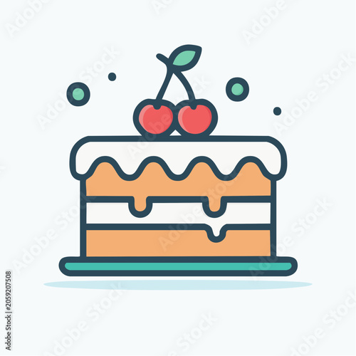Layered Cake with Cherries Icon