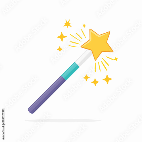Magic Wand with Star and Sparkles