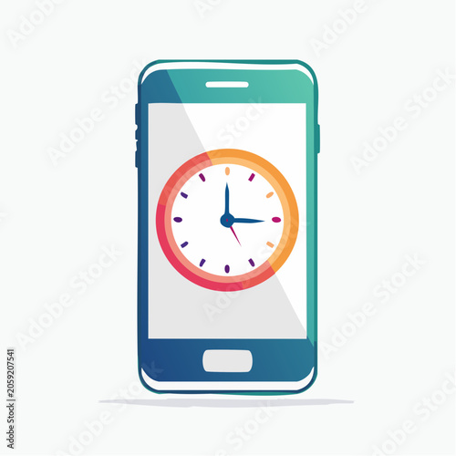 Smartphone displaying a clock face