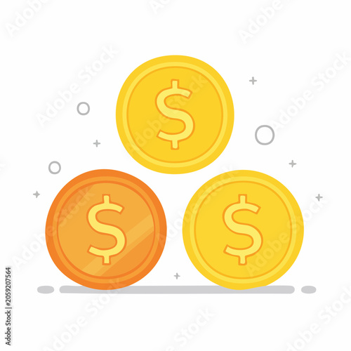 Three Coins with Dollar Sign