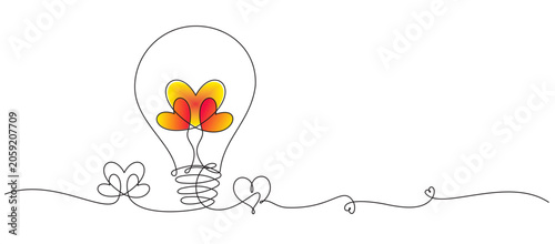 Continuous line light bulb. Editable single line drawing. Vector illustration.