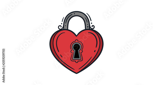 Foto Red Heart Lock with Keyhole, Love Security Symbol