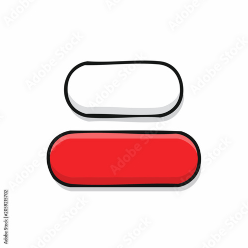 Two Pill Shapes, One White, One Red