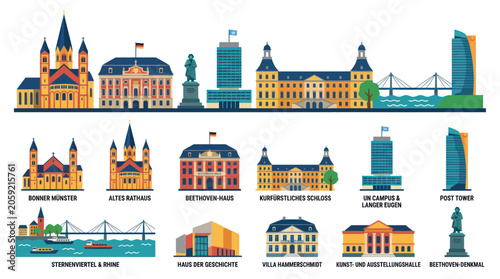 German City Buildings Skyline Vector Illustration
