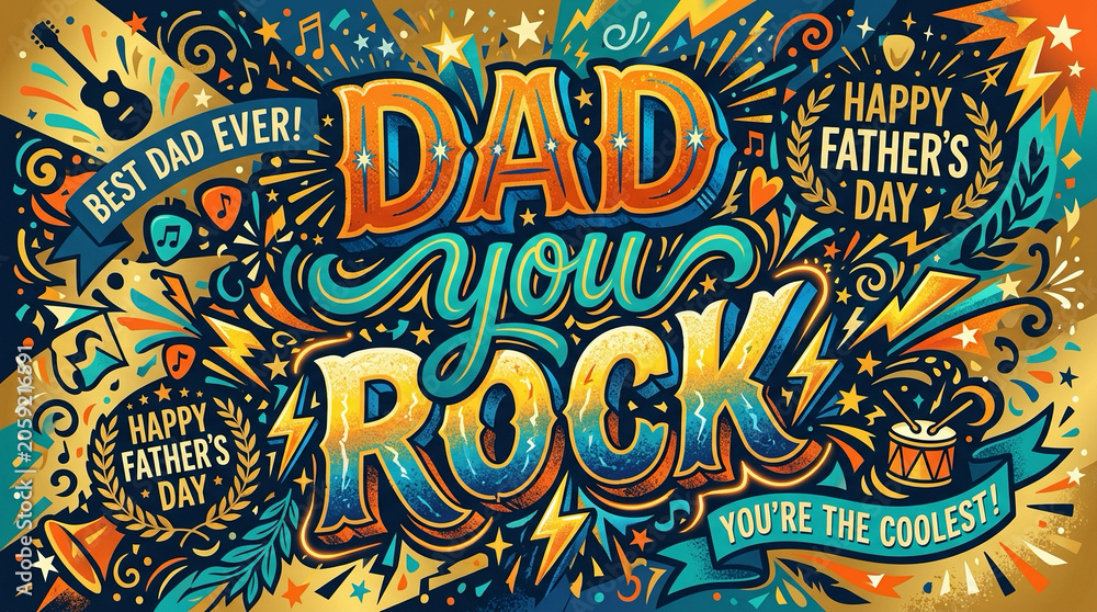 Fototapeta premium Dad You Rock Typography Artwork