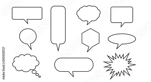 Foto Collection of blank speech bubbles and comic callouts for dialogue and communica