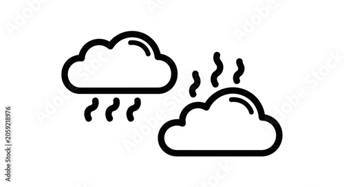 Cuadro en lienzo Illustrative linear icon set depicting contrasting atmospheric conditions with a