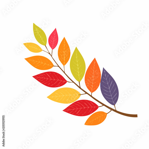 Autumn Branch with Colorful Leaves