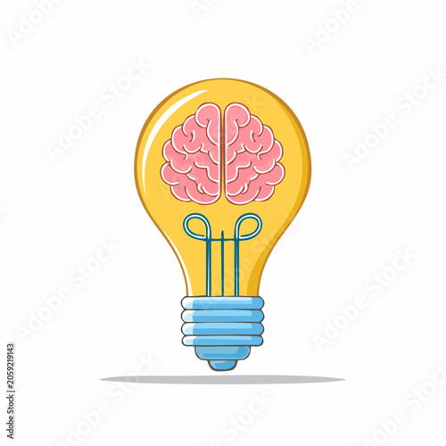 Brain Inside Light Bulb Illustration