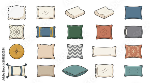 Diverse Pillow Collection: Decorative, Bedding, and Bolster Styles