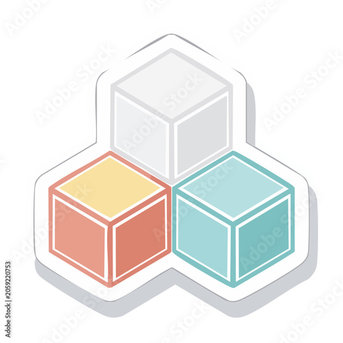 Stacked 3D Cubes in Hexagon Icon