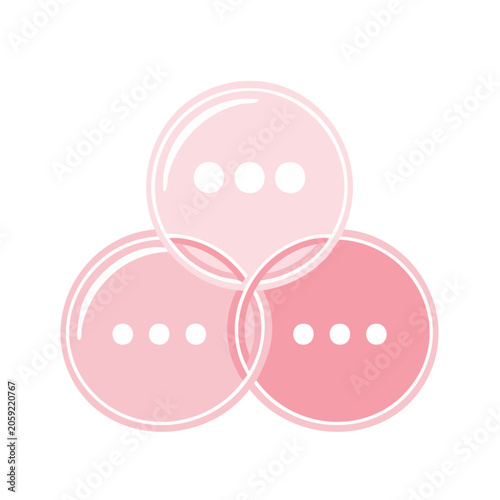 Three Pink Sewing Buttons Icon